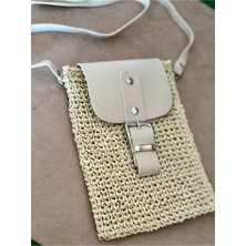 Zuviel Deco Hasır Mini Bag, Cep Telefonu Çantası Bej / Standart