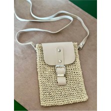 Zuviel Deco Hasır Mini Bag, Cep Telefonu Çantası Bej / Standart