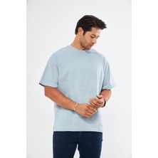 Giyadda Unisex Pamuklu Bisiklet Yaka Oversize Bol Boyfriend Örme T-Shirt