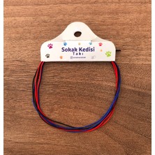 Sokak Kedisi Tasarım Üçlü Kombin Basic Ip Bileklik (Lacivert-Siyah-Kırmızı)