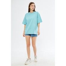 Giyadda Unisex Pamuklu Bisiklet Yaka Oversize Bol Boyfriend Örme T-Shirt