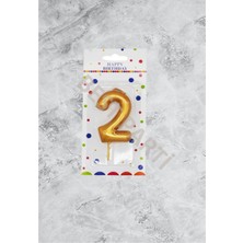 Best Parti 2 Rakamı Gold Renk Duğum Günü Pasta Mumu