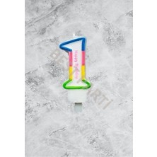 Rönesans Parti 1 Rakamı Gökkuşağı Renk Duğum Günü Pasta Mumu