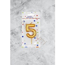 Bal10 Dünyası 5 Rakamı Gold Renk Duğum Günü Pasta Mumu