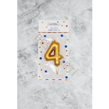 Rönesans Parti 4 Rakamı Gold Renk Duğum Günü Pasta Mumu