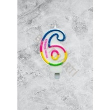 Bal10 Dünyası 6 Rakamı Gökkuşağı Renk Duğum Günü Pasta Mumu