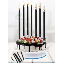 Bal10 Dünyası Siyah Renk Doğum Günü Pasta Mumu 6'lı 20 cm