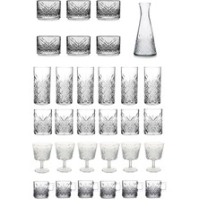 Paşabahçe Timeless 31 Parça Meşrubat Su Bardağı Kokteyl Kadehi Sunumluk ve Karaf Sürahi Seti