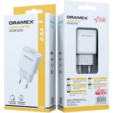 Dramex Umut Bilişim Teknolojileri _ D26B 2.6A USB Şarj Adaptörü - 2.6 Amper Hızlı Şarj Adaptörü  Kısa Devre Korumalı Usb-A Çıkışlıdır