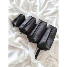 Carnivalland Pratik Kolay Taşınabilir Organizer Siyah 4 Farklı Boy Seyahat Kamp Çantası Makyaj Çantası 4'lü Set