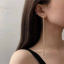 Craftatelier Çelik Pırlanta Sallantılı Earcuff Küpe