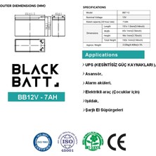 BlackBatt 12V 7AH Akü Black Batt BB12V-7AH