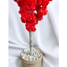 Özcan Flowers Hasır Saksıda 100 cm Kırmızı Bahar Dalı