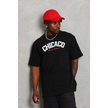 Tabi Tabi Unisex Chicago Bulls Baskılı   %100 Pamuklu Oversize T-Shirt