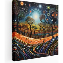 Soyut Aborijin Sanatı Kanvas Tablo - Dreamtime Story - Aborijin, Dreamtime Story, Duvar Sanatı, Karmaşık Desenler, 30 x 30 cm