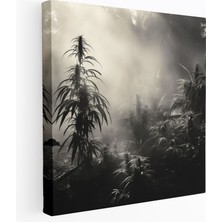 Ot Kanvas Tablo - Ot, Duvar Tablosu, Kenevir Bitkisi, Sisli Sabah Sahnesi, 30 x 30 cm