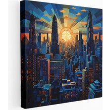 Art Deco Şehir Kanvas Tablo, 30 x 30 cm