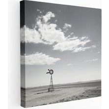 Yalnız Yel Değirmeni Monokrom Kanvas Tablo, 30 x 30 cm
