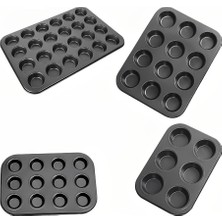 Xiaoba2 6 Bardak Gri 3 Boyutlu Pişirme Tepsisi 6/12/24 Delikli Tart Kalıbı Yapışmaz Kıymalı Puding Turta Tepsisi Pişirme Kapları Muffin Kupası Puding Yuvarlak Kalıp Kek Aletleri (Yurt Dışından)