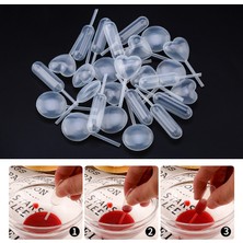 Xiaoba2 Kalp 50 Adet Jöle Mus Pipeti Milkshake Tek Kullanımlık Makaron Pipetli Kek Buz Enjektörü Pişirme Aletleri Damlalık (Yurt Dışından)