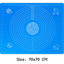 Xiaoba2 70X70 cm Mavi Silikon Yapışmaz Kalınlaştırma Mat Büyük Boy Haddeleme Hamur Astar Ped Pasta Kek Macunu Un Masa Levha Ölçekli Mutfak Aracı (Yurt Dışından)
