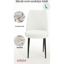 Uy Style Tekstil Likrali Kumaş Oval Sandalye Kılıfı, Sandalye Örtüsü Piti Kare Desen 6 Adet