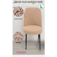Uy Style Tekstil Likrali Kumaş Oval Sandalye Kılıfı, Sandalye Örtüsü Piti Kare Desen 6 Adet
