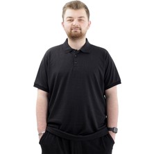 ModeXL  Büyük Beden Erkek Tişört Polo Yaka Jakar U24337 Siyah