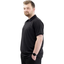 ModeXL  Büyük Beden Erkek Tişört Polo Yaka Jakar U24337 Siyah