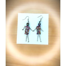 MiniQ's Bijuteri Miniq's Handmade Payetli Elbiseli Parti Kızı Bijuteri Küpe