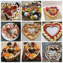 Xiaoba2 C 6 Inç Kalp Şekli Kek Kalıbı Pet Plastik Kek Dekorasyon Araçları Confeitaria Maker Faydalı Pişirme Aksesuarları 6/8/10/12/14 Inç (Yurt Dışından)