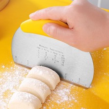 Xiaoba2 Kırmızı 14.5*11.8cm Paslanmaz Çelik Hamur Kesici Tezgah Kazıyıcı Saplı ve Çift Ölçekli Ölçüm Pizza Hamur Kesici Bıçak Araçları (Yurt Dışından)