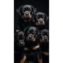 Siyah Köpek Ailesi Duvar Poster 30X42 cm Çerçevesiz