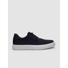 Cabani %100 Hakiki Deri Lacivert Nubuk Bağcıklı Erkek Sneaker