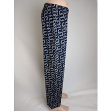 Yaşar Triko Kadın Lacivert Desenli Çift Cepli Beli Lastikli Ev Sokak Kapı Önü Yazlık Viskon Alt Giyim