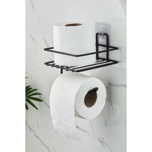 Orsa Home 919 Raflı Magic Yapışkan Askılı Wc Kağıtlık,yedekli Tuvalet Kağıtlığı Siyah