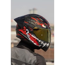 LS2 Rapıd 2 Race Kaıju Mat Siyah-Kırmızı-Beyaz Kask XS Beden Grafik Tasarım Özellikleriyle