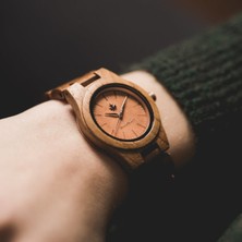 Wood Watch Woodwatch Teak Rosegold Ahşap Kadın Kol Saati 36MM