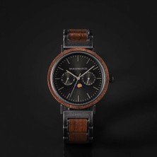 Wood Watch Woodwatch Brushed Iron Walnut Ahşap Erkek Kol Saati 41MM