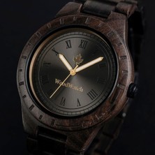 Wood Watch Woodwatch Oaklee Black Sandal Ahşap Erkek Kol Saati 47MM