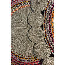 Homefesto Natural Jüt Halı El Dokuma Hasır Yolluk Bohem Jüt Kilim Hmfjut417 90 X 90 Cm