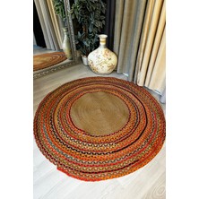 Homefesto Natural Jüt Halı El Dokuma Hasır Yolluk Bohem Jüt Kilim Hmfjut407 90 X 90 Cm