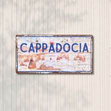 Hayg Equipment Kapadokya  Silüetli Dekoratif Alüminyum Tabela - Kapadokya Manzaralı Duvar Dekoru Levha - 10CMX20CM