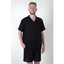 Arinnaside Müslin Erkek Günlük ve Yazlık V Yaka Kısa Kollu T-Shirt