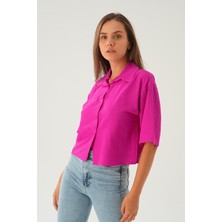 4159A Oversize Kısa Gömlek Fuşya
