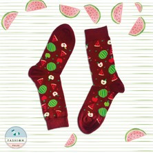 Fashion Pulse Karpuz Desen Bordo Çorap 3lü Set