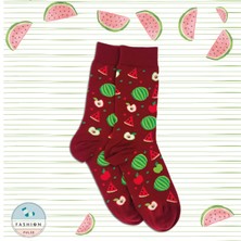Fashion Pulse Karpuz Desen Bordo Çorap 3lü Set
