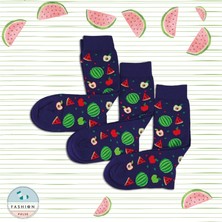 Fashion Pulse Karpuz Desen Çorap Mor 3lü Set