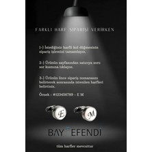 Bay Efendi Ahşap Kutulu Yuvarlak Formlu Harfli Kol Düğmesi Ö Harfi
