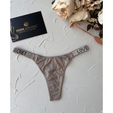 Intive Lingerie Doja Yoğun Taşlı Love Secret Yazılı Ağı Pamuklu Ithal Saten Tanga